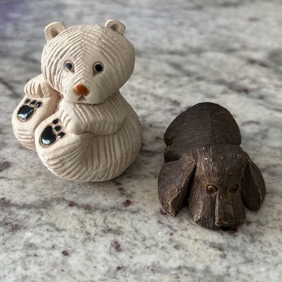 Vintage Artesania Rinconada Art Pottery Hand Crafted Clay Figurines Bear + Dog - Picture 2 of 6